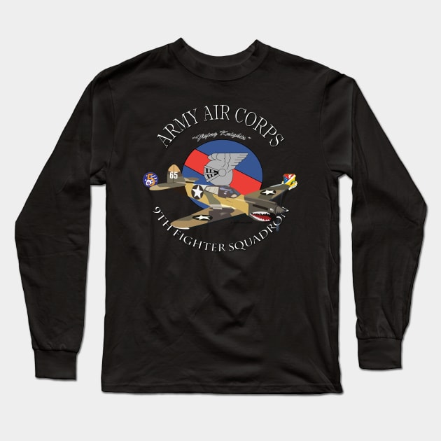 p-40 warhawk - 49fg - 9th Fighter Squadron wo Bakgrd Long Sleeve T-Shirt by twix123844